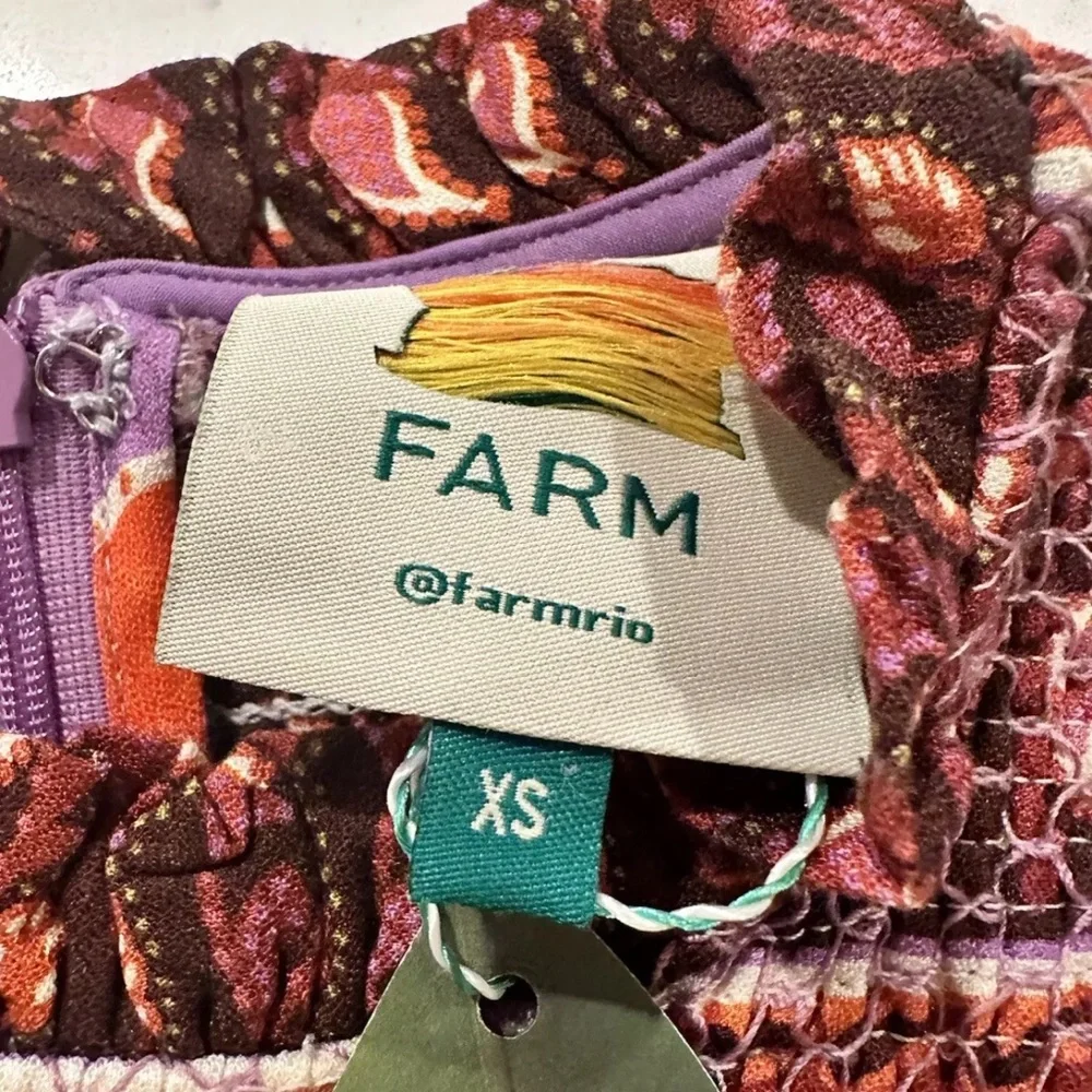 NWT $245 FARM RIO Sweet Floral Long Sleeve Minidress, SWEET FLORAL LILAC Size XS - Picture 5 of 6